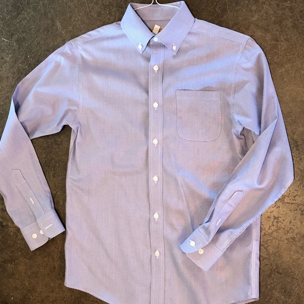 Class Club Boys 14 blue small checked button down